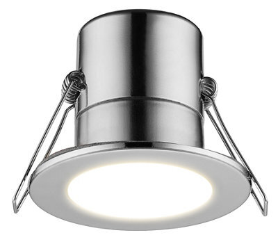 Luceco Eco Silver Chrome Effect Fixed Led Fire-Rated Warm White Downlight 5W Ip65, Pack Of 6 - image 1