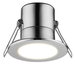 Luceco Eco Silver Chrome Effect Fixed Led Fire-Rated Warm White Downlight 5W Ip65, Pack Of 6 - thumbnail 1