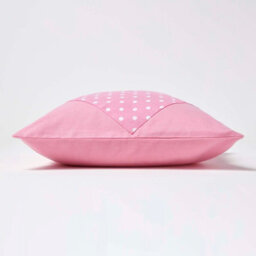 Homescapes Cotton Plain Pink And Polka Dots Cushion Cover, 45 X 45 Cm - thumbnail 3