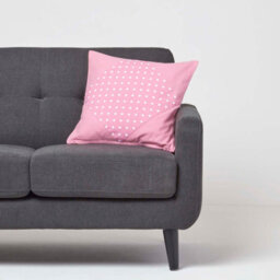 Homescapes Cotton Plain Pink And Polka Dots Cushion Cover, 45 X 45 Cm - thumbnail 2