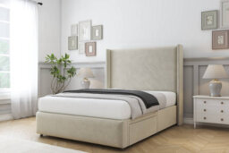"Sloomy Stratford Cream Plush Divan Bed Set 2 Drawers Foot-End With 54"" Wingback & 12"" Footboard 4' Small Double" - thumbnail 2