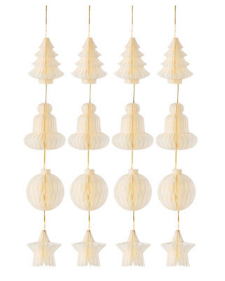 Werchristmas Set Of 12 Off-White Paper Christmas Decorations, 15 Cm - image 1