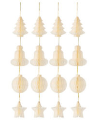 Werchristmas Set Of 12 Off-White Paper Christmas Decorations, 15 Cm - thumbnail 1