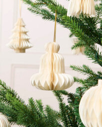 Werchristmas Set Of 12 Off-White Paper Christmas Decorations, 15 Cm - thumbnail 4