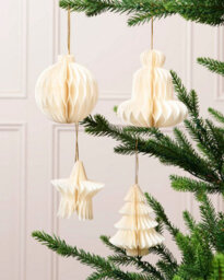 Werchristmas Set Of 12 Off-White Paper Christmas Decorations, 15 Cm - thumbnail 2