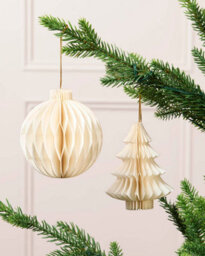 Werchristmas Set Of 12 Off-White Paper Christmas Decorations, 15 Cm - thumbnail 3