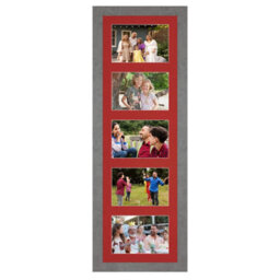 AK Frames 26X8 Marble Grey Modern Multi Photo Frame With Crimson Mount - Holds 5 Apertures (5X) 6X4 Photos