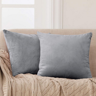 Deconovo Set Of 2 Velvet Cushion Covers 65 X 65 Cm Grey - image 1