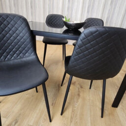 Kosy Koala Dining Table And 4 Chairs Modern Black Glass Table With 4 Black Chairs Dining Room Furniture - thumbnail 4