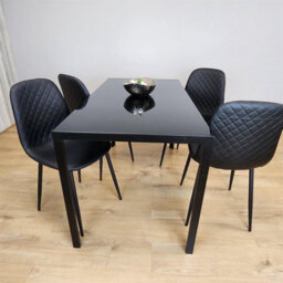 Kosy Koala Dining Table And 4 Chairs Modern Black Glass Table With 4 Black Chairs Dining Room Furniture - thumbnail 6