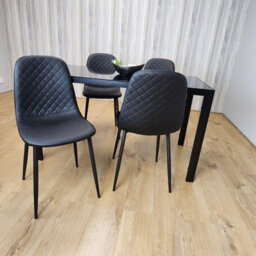 Kosy Koala Dining Table And 4 Chairs Modern Black Glass Table With 4 Black Chairs Dining Room Furniture - thumbnail 3