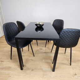 Kosy Koala Dining Table And 4 Chairs Modern Black Glass Table With 4 Black Chairs Dining Room Furniture - thumbnail 2