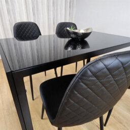 Kosy Koala Dining Table And 4 Chairs Modern Black Glass Table With 4 Black Chairs Dining Room Furniture - thumbnail 8
