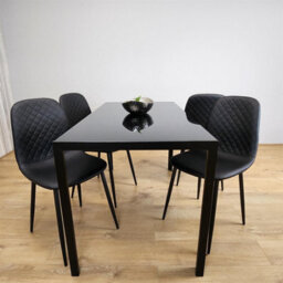 Kosy Koala Dining Table And 4 Chairs Modern Black Glass Table With 4 Black Chairs Dining Room Furniture - thumbnail 9