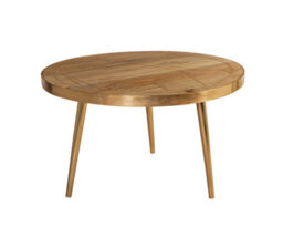 Nirvana Solid Light Mango Wood And Gold Metal Legs Round Coffee Table - thumbnail 1