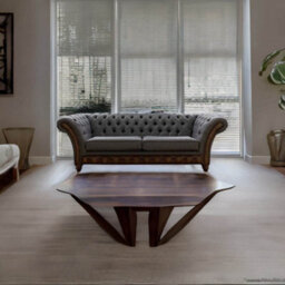 Chesterfield 3 Seater Sofa Antique Brown Leather Marinello Pewter Fabric In Jepson Style - thumbnail 3