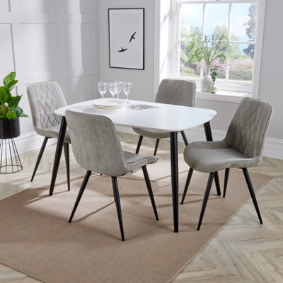 Core Products Aspen White 120Cm Rectangular Dining Table With 4 Light Grey Cord Fabric Diamond Stitch Design Chairs - image 1
