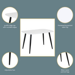 Core Products Aspen White 120Cm Rectangular Dining Table With 4 Light Grey Cord Fabric Diamond Stitch Design Chairs - thumbnail 5