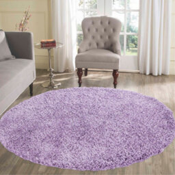 Desire Rugs Plain Living Room Shaggy Area Rugs Lilac Round 120X120 Cm - thumbnail 1