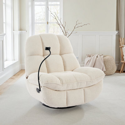 More4Homes Chicago Swivel & Rocker Manual Recliner Chair In Beige Boucle - image 1