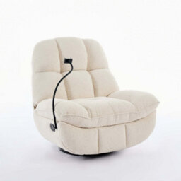 More4Homes Chicago Swivel & Rocker Manual Recliner Chair In Beige Boucle - thumbnail 2