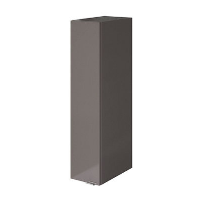 GoodHome Imandra Deep Gloss Warm Grey Bathroom Single Wall Cabinet (H)90Cm (W)20Cm - image 1