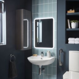 GoodHome Imandra Deep Gloss Warm Grey Bathroom Single Wall Cabinet (H)90Cm (W)20Cm - thumbnail 8