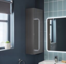 GoodHome Imandra Deep Gloss Warm Grey Bathroom Single Wall Cabinet (H)90Cm (W)20Cm - thumbnail 5