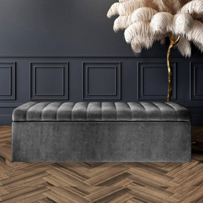 Safar 120Cm Wide Ottoman Storage Box - Dark Grey Naples Ottoman Box With Storage - image 1