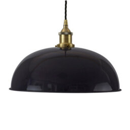 Navy Blue Worcester Painted Dome Pendant Light With Antique Brass Lamp Holder And Black Twisted Cable - Se Home