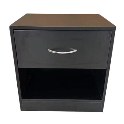 Home Treats 1 Drawer Bedside Table Black (Set Of 1) - image 1