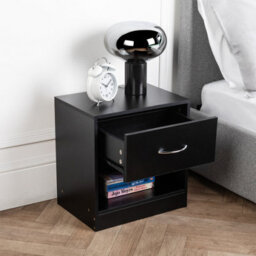 Home Treats 1 Drawer Bedside Table Black (Set Of 1) - thumbnail 5