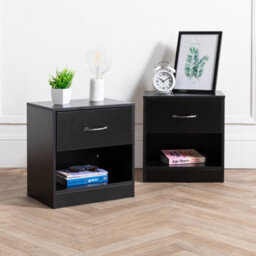 Home Treats 1 Drawer Bedside Table Black (Set Of 1) - thumbnail 4