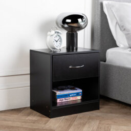 Home Treats 1 Drawer Bedside Table Black (Set Of 1) - thumbnail 3