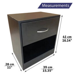 Home Treats 1 Drawer Bedside Table Black (Set Of 1) - thumbnail 2