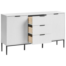 Wyld And Coco Nordicnest Sideboard White Mdf 2-Door 3-Drawer Gloss Cabinet W150 X D40 X H86Cm - thumbnail 5
