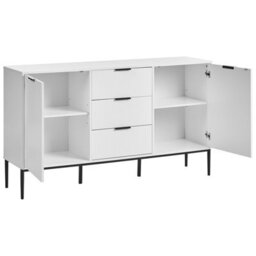 Wyld And Coco Nordicnest Sideboard White Mdf 2-Door 3-Drawer Gloss Cabinet W150 X D40 X H86Cm - thumbnail 6
