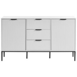 Wyld And Coco Nordicnest Sideboard White Mdf 2-Door 3-Drawer Gloss Cabinet W150 X D40 X H86Cm - thumbnail 1