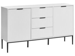Wyld And Coco Nordicnest Sideboard White Mdf 2-Door 3-Drawer Gloss Cabinet W150 X D40 X H86Cm - thumbnail 3