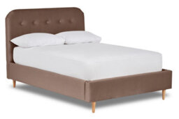Divan Base Direct Celestia Contemporary Button Backed Fabric Bed Base Only 6Ft Super King- Verlour Pewter - thumbnail 1