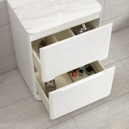 Royal Bathrooms Venice 600mm Gloss White Freestanding Bathroom Countertop Vanity Unit 2 Drawer With Qubix Basin - thumbnail 5