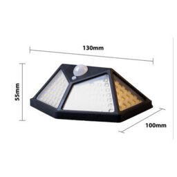 Black Solar Powered Led Pir Motion Sensor Security Lamp - 600 Lumen Outdoor Garden Wall Light With 100 Leds & 3M Detection Range - thumbnail 7