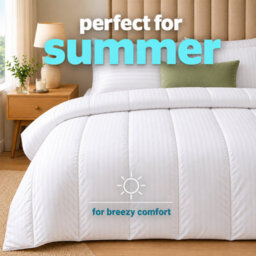 MHG Living Lightweight 3 Tog Summer Duvet - Luxury Soft Touch Striped Microfibre Quilt Bedding - Single - thumbnail 2