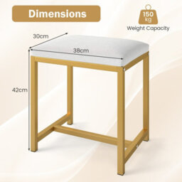 Gainoom Golden Vanity Stool Small Makeup Chair With Soft Padded Cushion And Modern Golden Metal Legs - thumbnail 2