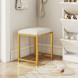 Gainoom Golden Vanity Stool Small Makeup Chair With Soft Padded Cushion And Modern Golden Metal Legs - thumbnail 6