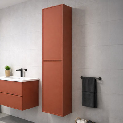 Plum&clay Jenner Clay Wall Mounted Bathroom Tall Storage Cabinet (H)1500mm (W)400mm - image 1