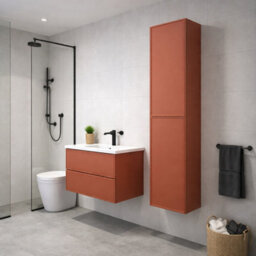 Plum&clay Jenner Clay Wall Mounted Bathroom Tall Storage Cabinet (H)1500mm (W)400mm - thumbnail 2