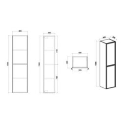 Plum&clay Jenner Clay Wall Mounted Bathroom Tall Storage Cabinet (H)1500mm (W)400mm - thumbnail 4