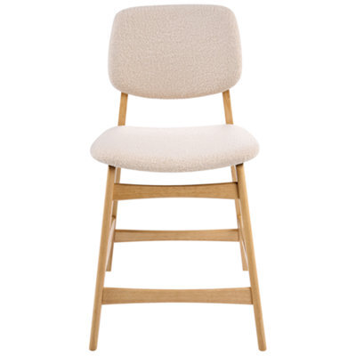 Wyld and Coco Lumira Home Set Of 2 Armless Bar Chairs, Light Brown Rubberwood, Beige Boucle Seats - image 1