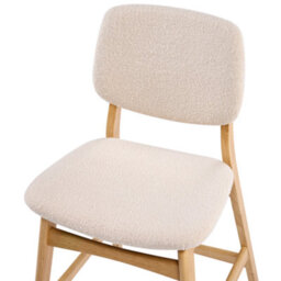 Wyld and Coco Lumira Home Set Of 2 Armless Bar Chairs, Light Brown Rubberwood, Beige Boucle Seats - thumbnail 8